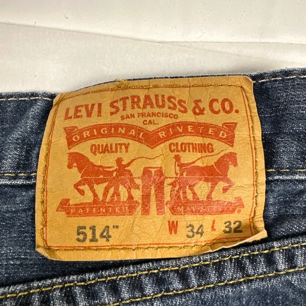 Levis 514 Mens Straight Fit Jeans Blue Denim Medium Wash W34 L31 00514-0621